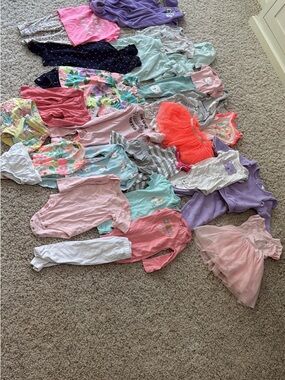 Baby Girls Mixed Clothing Lot - Pastel Pink, Purple, Coral, Mint